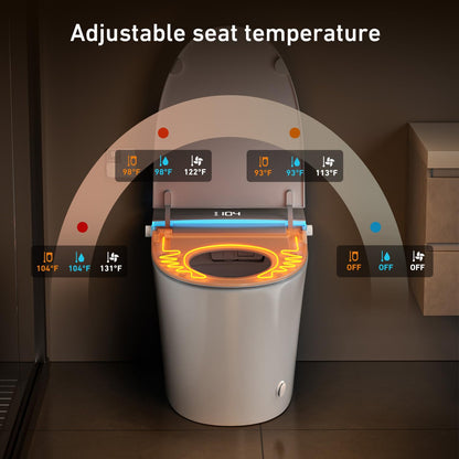 Smart Toilet with Bidet Built in, Tank Built in with Powerful Flush, Heated Seat, Auto Flush and Close, Warm Water, Air Dryer, Night Light and ADA Comfort Height for Bathroom