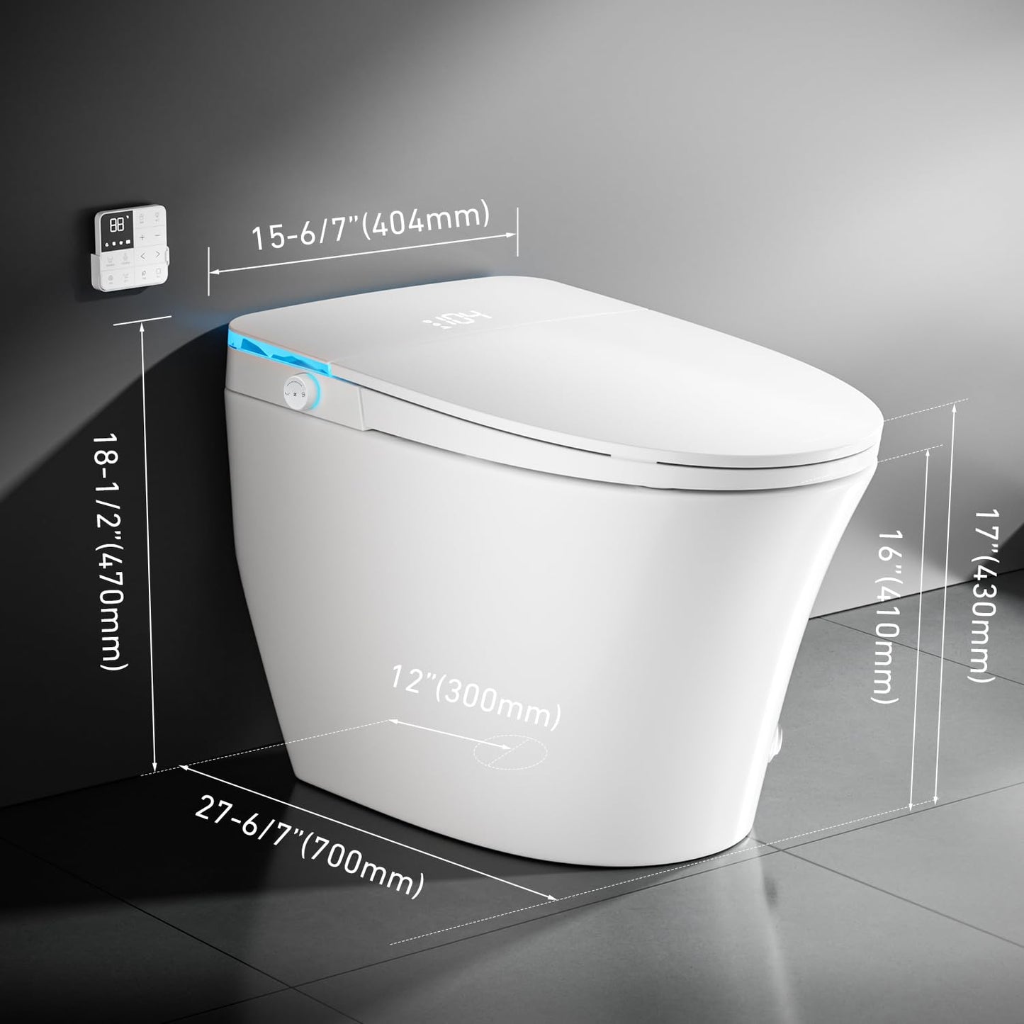 Smart Toilet with Bidet Built in, Tank Built in with Powerful Flush, Heated Seat, Auto Flush and Close, Warm Water, Air Dryer, Night Light and ADA Comfort Height for Bathroom