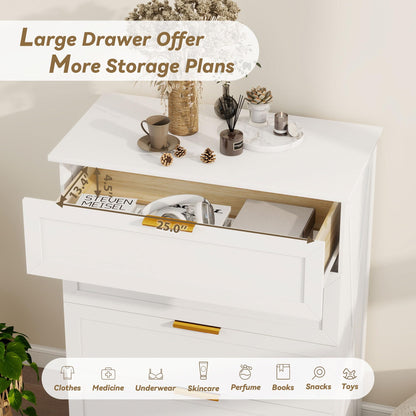 FTZxHKLX 4 Drawer Dresser for Bedroom, Tall Bedroom Dresser with Large Drawer & Black Handles, Wooden Storage Organizer Cabinet Chest of Drawer for Closet, Living Room, Hallway, Light Oak