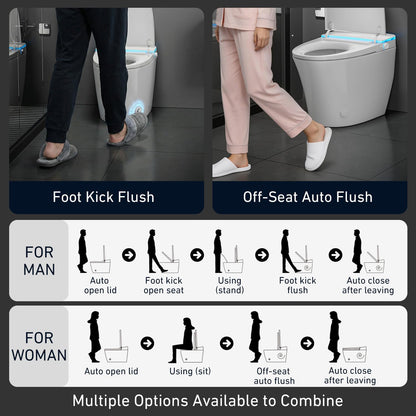 Smart Toilet with Bidet Built in, Tank Built in with Powerful Flush, Heated Seat, Auto Flush and Close, Warm Water, Air Dryer, Night Light and ADA Comfort Height for Bathroom
