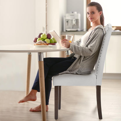 DUMOS Dining Chairs Set of 2, Modern Kitchen Table Chairs with Wooden Legs and Padded Seat, Mid Century Upholstered Accent Chairs for Dining Room Kitchen Living Room Restaurant, Beige