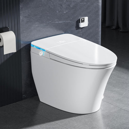 Smart Toilet with Bidet Built in, Tank Built in with Powerful Flush, Heated Seat, Auto Flush and Close, Warm Water, Air Dryer, Night Light and ADA Comfort Height for Bathroom