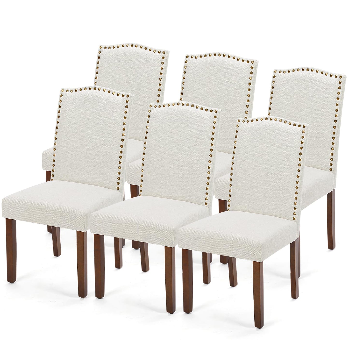 DUMOS Dining Chairs Set of 2, Modern Kitchen Table Chairs with Wooden Legs and Padded Seat, Mid Century Upholstered Accent Chairs for Dining Room Kitchen Living Room Restaurant, Beige