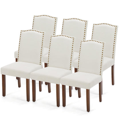 DUMOS Dining Chairs Set of 2, Modern Kitchen Table Chairs with Wooden Legs and Padded Seat, Mid Century Upholstered Accent Chairs for Dining Room Kitchen Living Room Restaurant, Beige
