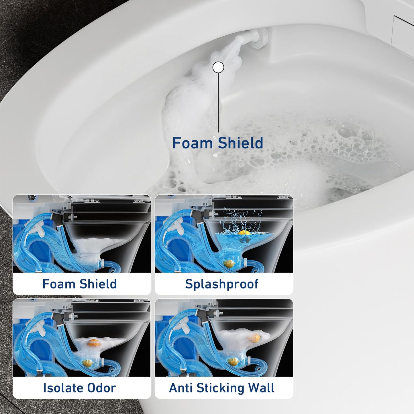 Smart Toilet with Bidet Built in, Tank Built in with Powerful Flush, Heated Seat, Auto Flush and Close, Warm Water, Air Dryer, Night Light and ADA Comfort Height for Bathroom