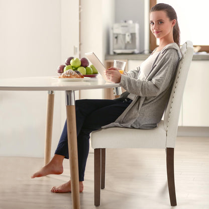 DUMOS Dining Chairs Set of 2, Modern Kitchen Table Chairs with Wooden Legs and Padded Seat, Mid Century Upholstered Accent Chairs for Dining Room Kitchen Living Room Restaurant, Beige