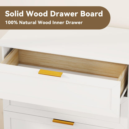 FTZxHKLX 4 Drawer Dresser for Bedroom, Tall Bedroom Dresser with Large Drawer & Black Handles, Wooden Storage Organizer Cabinet Chest of Drawer for Closet, Living Room, Hallway, Light Oak