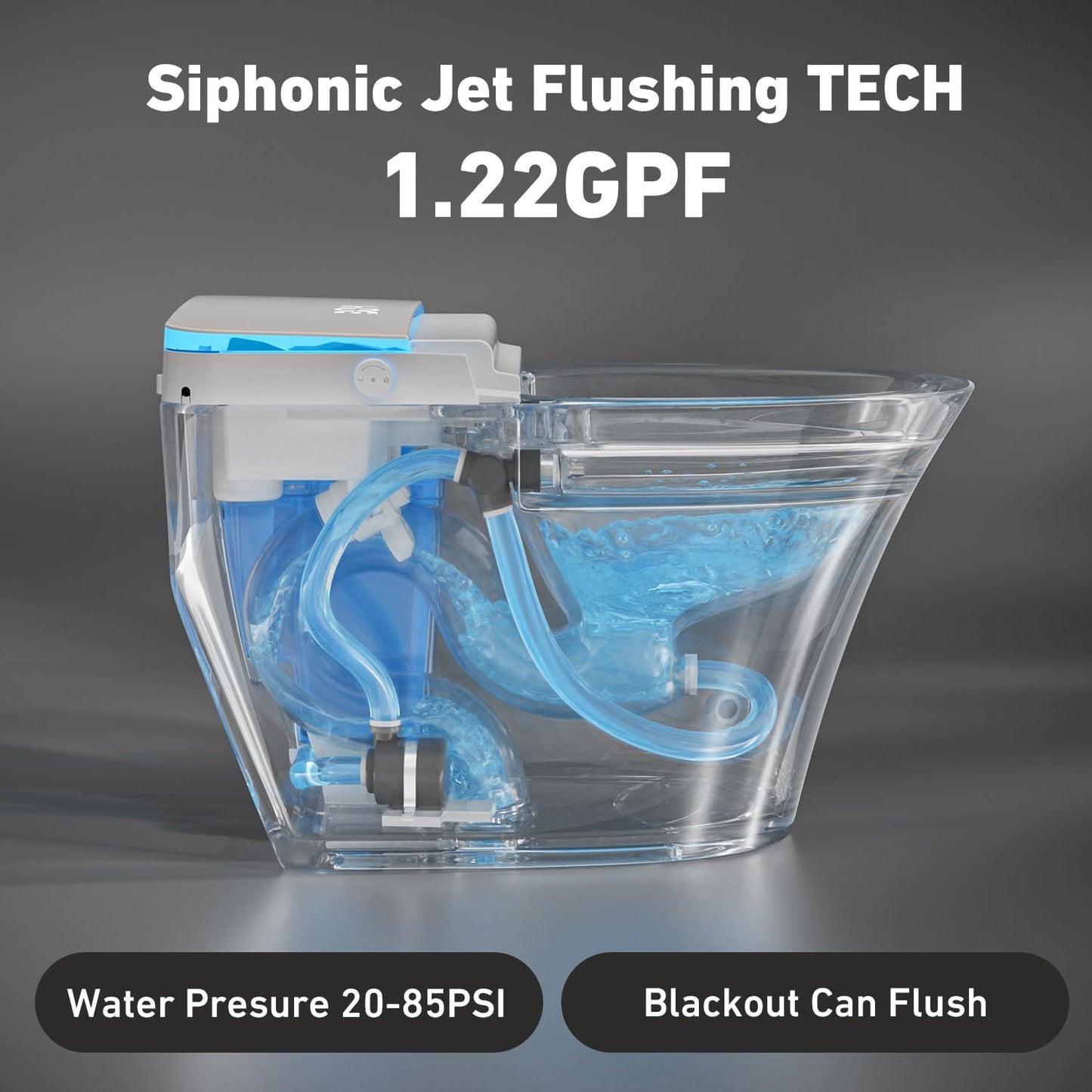 Smart Toilet with Bidet Built in, Tank Built in with Powerful Flush, Heated Seat, Auto Flush and Close, Warm Water, Air Dryer, Night Light and ADA Comfort Height for Bathroom
