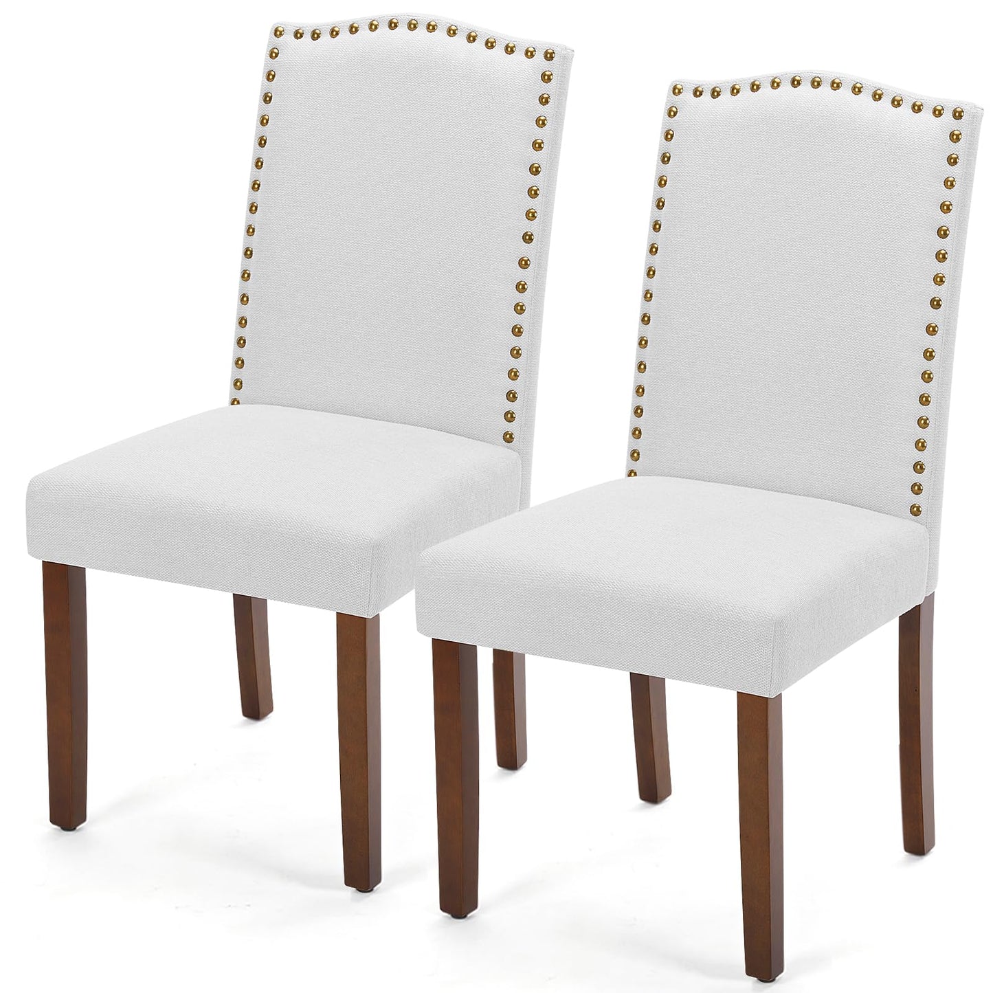 DUMOS Dining Chairs Set of 2, Modern Kitchen Table Chairs with Wooden Legs and Padded Seat, Mid Century Upholstered Accent Chairs for Dining Room Kitchen Living Room Restaurant, Beige