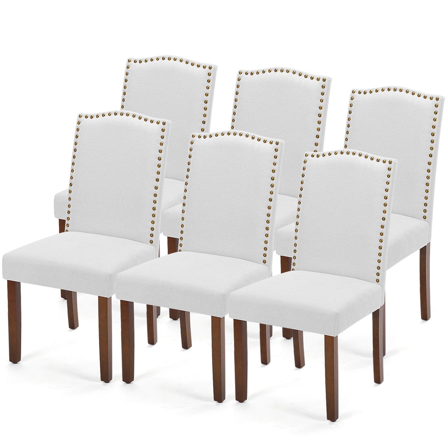DUMOS Dining Chairs Set of 2, Modern Kitchen Table Chairs with Wooden Legs and Padded Seat, Mid Century Upholstered Accent Chairs for Dining Room Kitchen Living Room Restaurant, Beige