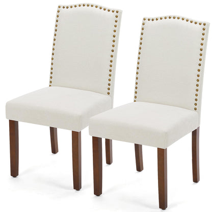 DUMOS Dining Chairs Set of 2, Modern Kitchen Table Chairs with Wooden Legs and Padded Seat, Mid Century Upholstered Accent Chairs for Dining Room Kitchen Living Room Restaurant, Beige