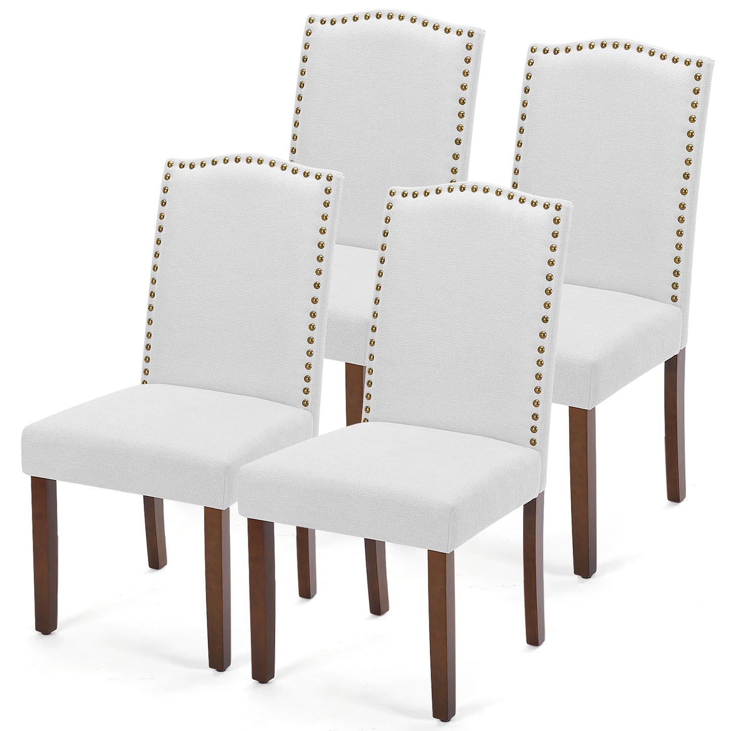 DUMOS Dining Chairs Set of 2, Modern Kitchen Table Chairs with Wooden Legs and Padded Seat, Mid Century Upholstered Accent Chairs for Dining Room Kitchen Living Room Restaurant, Beige