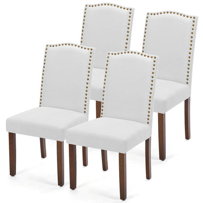 DUMOS Dining Chairs Set of 2, Modern Kitchen Table Chairs with Wooden Legs and Padded Seat, Mid Century Upholstered Accent Chairs for Dining Room Kitchen Living Room Restaurant, Beige
