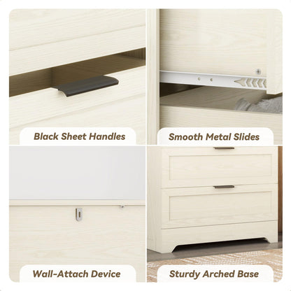 FTZxHKLX 4 Drawer Dresser for Bedroom, Tall Bedroom Dresser with Large Drawer & Black Handles, Wooden Storage Organizer Cabinet Chest of Drawer for Closet, Living Room, Hallway, Light Oak
