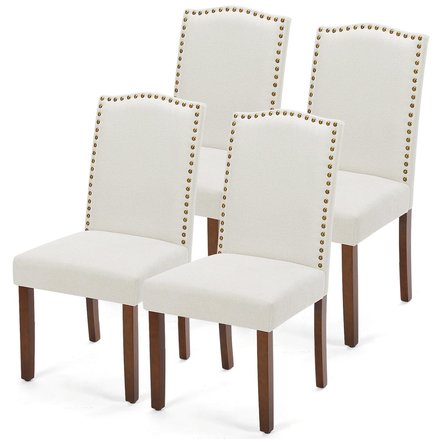 DUMOS Dining Chairs Set of 2, Modern Kitchen Table Chairs with Wooden Legs and Padded Seat, Mid Century Upholstered Accent Chairs for Dining Room Kitchen Living Room Restaurant, Beige