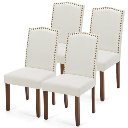 DUMOS Dining Chairs Set of 2, Modern Kitchen Table Chairs with Wooden Legs and Padded Seat, Mid Century Upholstered Accent Chairs for Dining Room Kitchen Living Room Restaurant, Beige