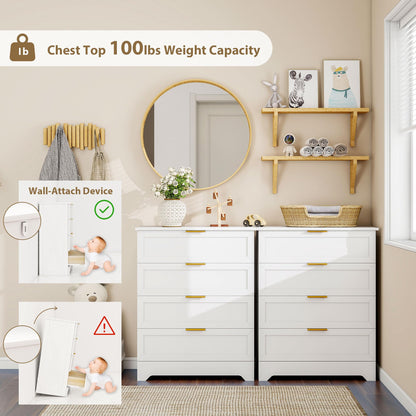 FTZxHKLX 4 Drawer Dresser for Bedroom, Tall Bedroom Dresser with Large Drawer & Black Handles, Wooden Storage Organizer Cabinet Chest of Drawer for Closet, Living Room, Hallway, Light Oak